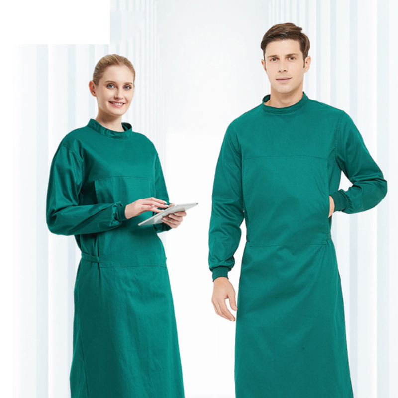 Medical Lab Gown - ชุดผ่าตัดผ้าฝ้ายห้องปฏิบัติการทํางานศัลยแพทย์ชายครึ่งห่อแขนยาวหญิงย้อนกลับสวมใส่เสื้อผ้าแยกเต็มรูปแบบ