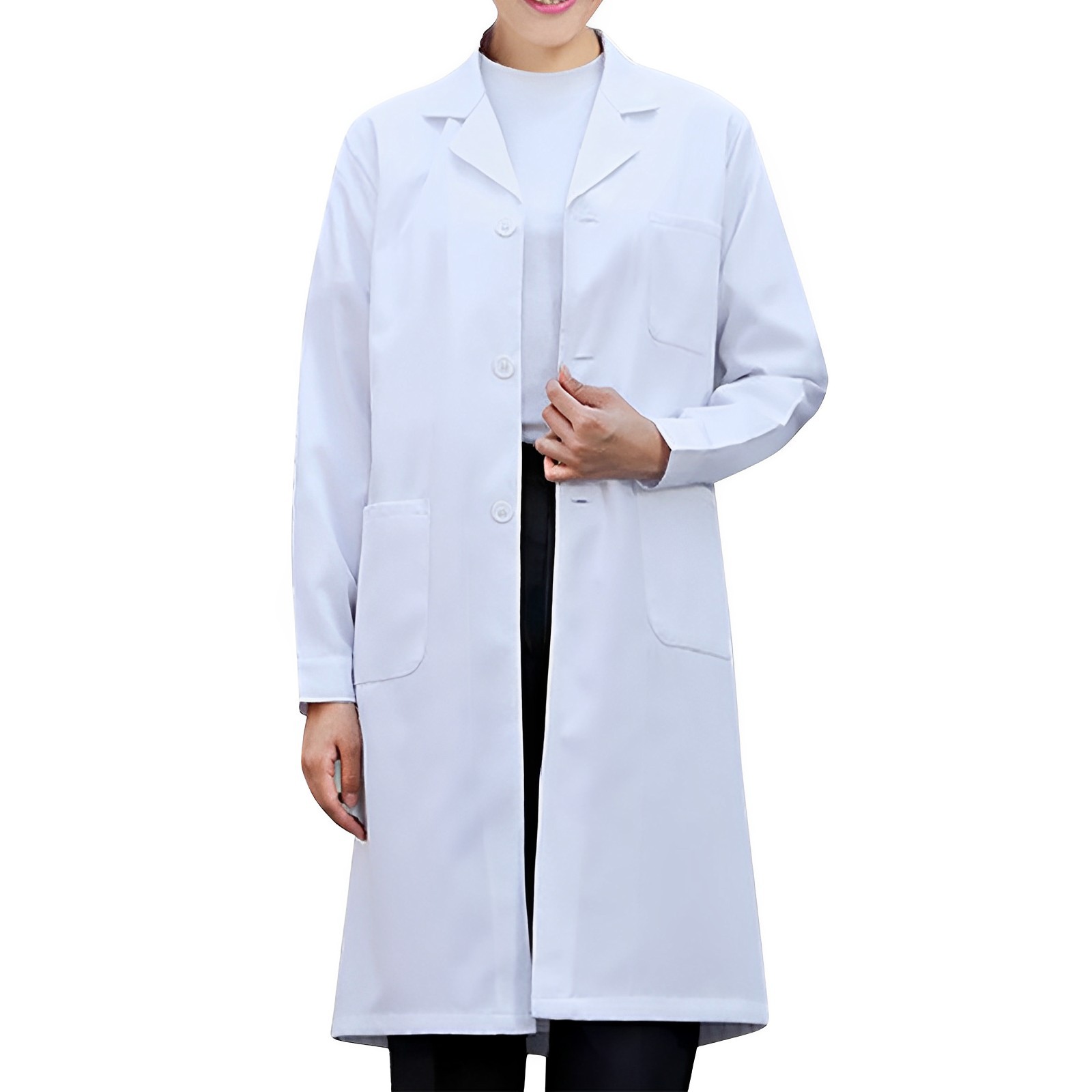 Medical Lab Work - สีขาว Lab Coat สําหรับผู้หญิงผู้ชายนักเรียนเคมี Healthcare ผู้เชี่ยวชาญพยาบาลแขนยาว