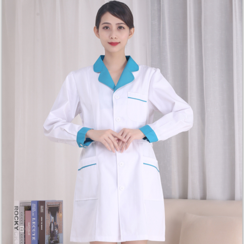 Medical Lab Logo - ชุดพยาบาลสีขาว แขนสั้น เสื้อสครับทางการแพทย์ เสื้อกาวน์แพทย์ ชุดยูนิฟอร์มแพทย์หญิง เสื้อคลุมสำหรับออกงาน