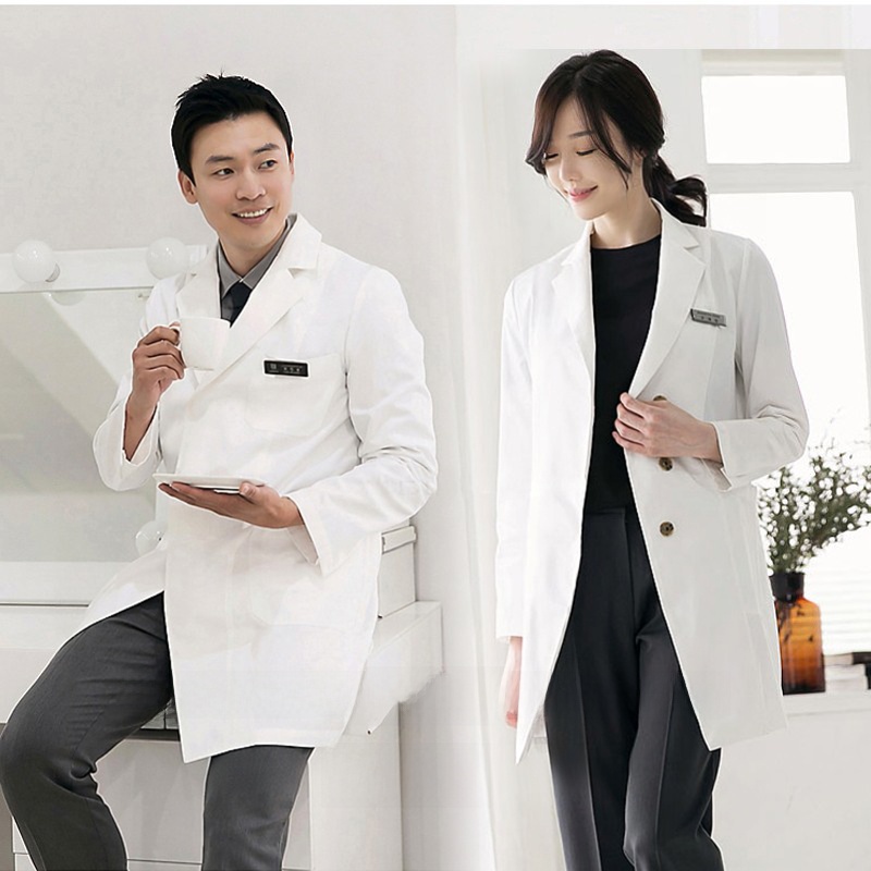Medical Lab Years - เสื้อกาวน์แพทย์ทรงเข้ารูป แขนยาว สำหรับผู้หญิง แบบแพทย์ผู้เชี่ยวชาญทางทันตกรรม งานปักลาย เสื้อกาวน์สีขาวสำหรับห้องปฏิบัติการ