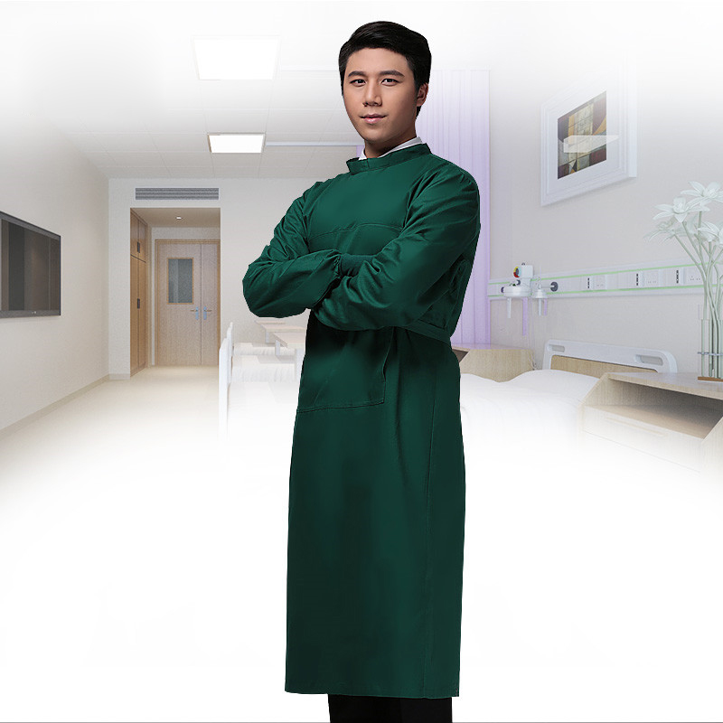 Medical Lab Gown - เสื้อผ้าผ่าตัดทนอุณหภูมิสูงสีเขียวเข้มผ้าฝ้ายแท้แยกเสื้อคลุมปฏิบัติการเสื้อคลุมห้องปฏิบัติการเครื่องแบบ
