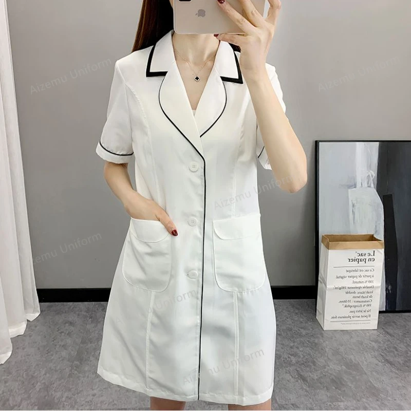 Medical Lab Logo - ชุดยูนิฟอร์มสปาสั้นสำหรับผู้หญิง ชุดทำงาน ชุดเสริมสวย เสื้อผ้าสำหรับช่างเสริมสวย ชุดทำงาน ชุดเดรสสำหรับร้านเสริมสวย