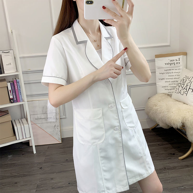 ชุดเครื่องแบบความงามสั้นสีขาวช - Medical Lab Logo บทวิจารณ์และราคา