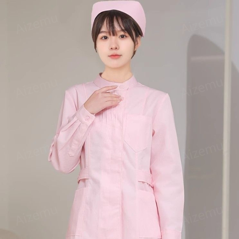 ชุดยูนิฟอร์มพยาบาลแขนยาวสีชมพู - Medical Lab Logo บทวิจารณ์และราคา