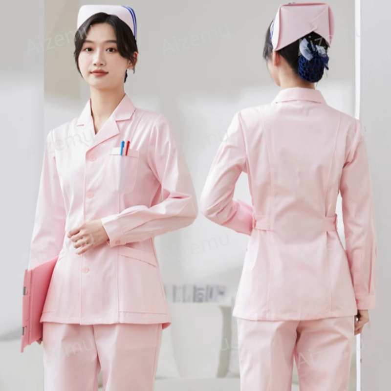 ชุดยูนิฟอร์มพยาบาลแขนยาวสีขาวใ - Medical Lab Logo บทวิจารณ์และราคา