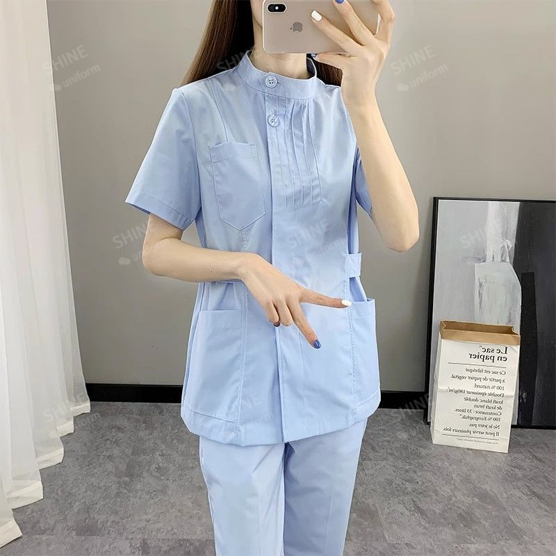 ชุดพยาบาลสีชมพู เสื้อสครับแขนส - Medical Lab Logo บทวิจารณ์และราคา